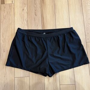 Sleek Black Workout Shorts or Boyshort bathing suit bottoms.